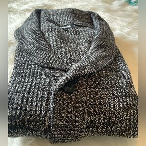 Mens Size L Carbon Button Down Grey Cardigan Sweatshirt Knitwear